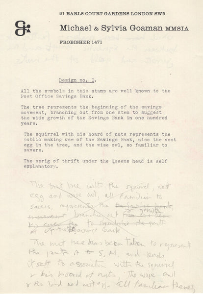 135143 1961 POST OFFICE SAVINGS ISSUE (SG623/625) SUPERB ARTWORK EX THE MICHAEL GOAMAN ARCHIVE.