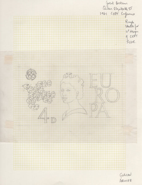 135145 1961 'EUROPA/CEPT' ISSUE (SG626/628) SUPERB ARTWORK EX THE MICHAEL GOAMAN ARCHIVE.