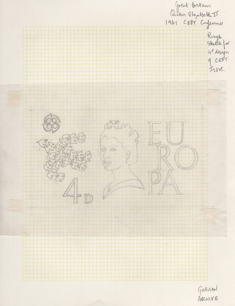135145 1961 'EUROPA/CEPT' ISSUE (SG626/628) SUPERB ARTWORK EX THE MICHAEL GOAMAN ARCHIVE.