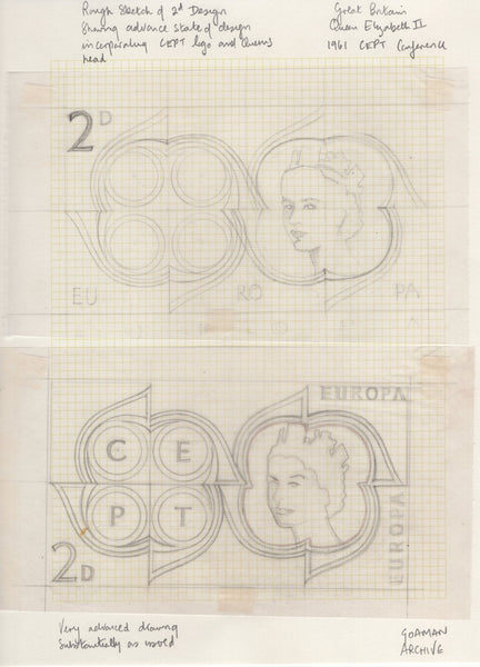 135145 1961 'EUROPA/CEPT' ISSUE (SG626/628) SUPERB ARTWORK EX THE MICHAEL GOAMAN ARCHIVE.