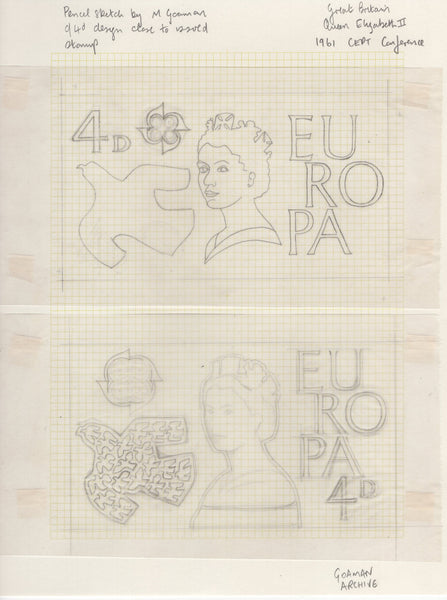 135145 1961 'EUROPA/CEPT' ISSUE (SG626/628) SUPERB ARTWORK EX THE MICHAEL GOAMAN ARCHIVE.