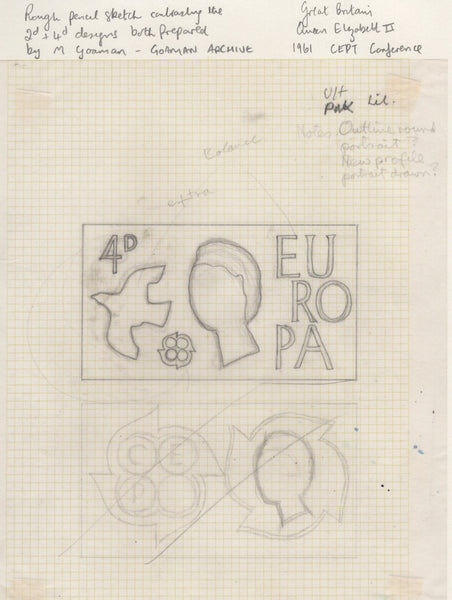 135145 1961 'EUROPA/CEPT' ISSUE (SG626/628) SUPERB ARTWORK EX THE MICHAEL GOAMAN ARCHIVE.