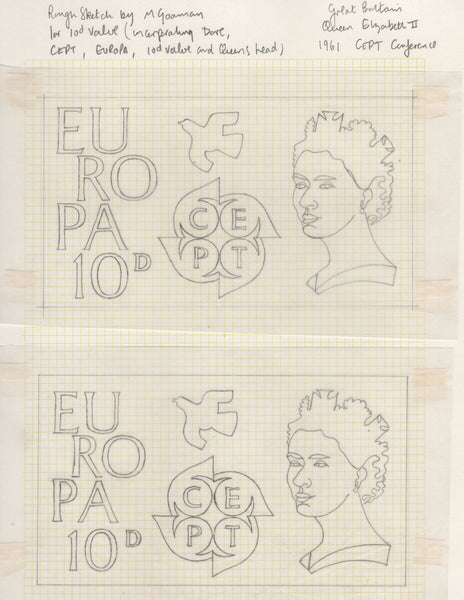 135145 1961 'EUROPA/CEPT' ISSUE (SG626/628) SUPERB ARTWORK EX THE MICHAEL GOAMAN ARCHIVE.