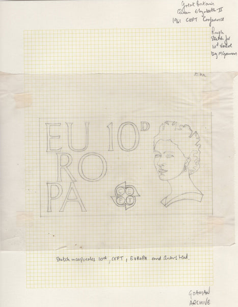135145 1961 'EUROPA/CEPT' ISSUE (SG626/628) SUPERB ARTWORK EX THE MICHAEL GOAMAN ARCHIVE.