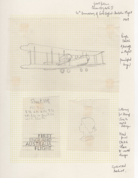 135147 1969 'ANNIVERSARIES' 1/9 VALUE (SG795) 'VICKERS VIMY AIRCRAFT' SUPERB ARTWORK BY MICHAEL GOAMAN.