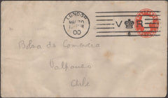 135160 1900 ½D VERMILION ENVELOPE LONDON TO CHILE WITH 'BICKERDIKE V CROWN R/6' CANCELLATION.