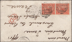 135163 1869 MAIL LONDON TO HAUTE SAVOIE, FRANCE WITH PAIR 4D VERMILION PL.11 (SG94).