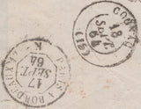 135164 TRIO 1864 LETTERS FROM LONDON TO COGNAC, CHARENTE, FRANCE EACH WITH STRIP OF THREE 4D PALE RED (SG82).