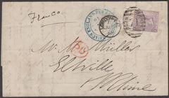 135166 1868 MAIL LONDON TO ELTVILLE, GERMANY WITH 6D LILAC PL.6 (SG104).
