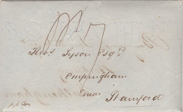 135175 1827 MAIL TO EMPRINGHAM, STAMFORD, TURNED AND RE-USED TO HORBLING.