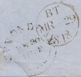 135188 1848 MAIL LONDON TO WYMONDHAM WITH FINE PAIR 1D PL.76 (SG8g)(JA JB).