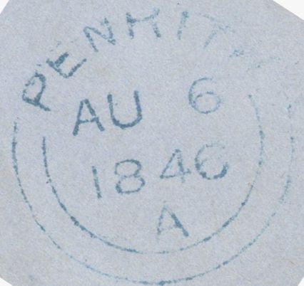 135245 1846 MAIL KIRKOSWALD, CUMBERLAND TO PENRITH WITH 1D (SG8) AND 'KirkOswald/Penny Post' HAND STAMP (CU314).