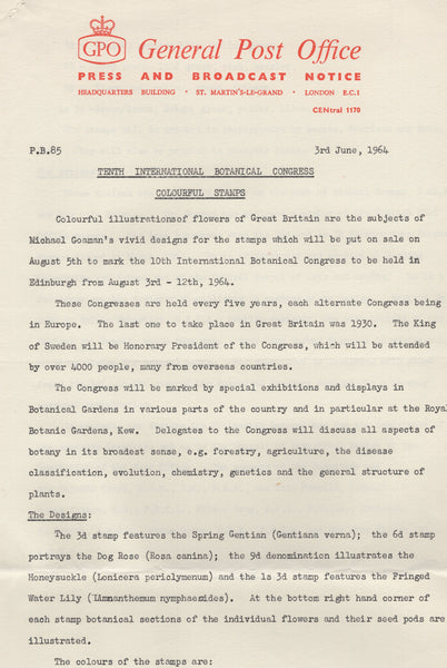 135246 1964 'TENTH INTERNATIONAL BOTANICAL CONGRESS' SUPERB ARCHIVE OF ARTWORK BY THE DESIGNERS OF THIS ISSUE MICHAEL AND SYLVIA GOAMAN.