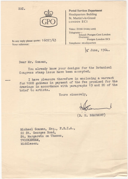 135246 1964 'TENTH INTERNATIONAL BOTANICAL CONGRESS' SUPERB ARCHIVE OF ARTWORK BY THE DESIGNERS OF THIS ISSUE MICHAEL AND SYLVIA GOAMAN.