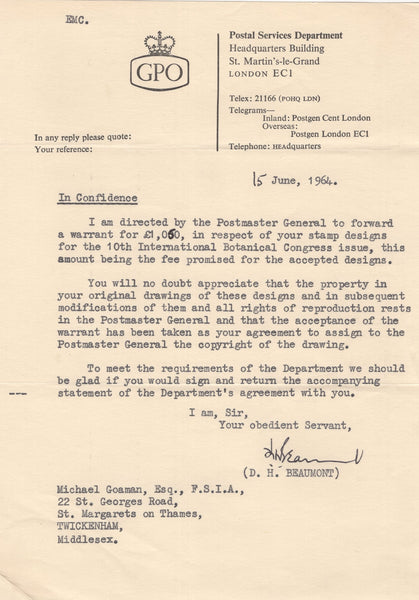 135246 1964 'TENTH INTERNATIONAL BOTANICAL CONGRESS' SUPERB ARCHIVE OF ARTWORK BY THE DESIGNERS OF THIS ISSUE MICHAEL AND SYLVIA GOAMAN.