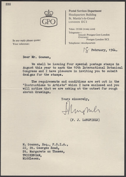 135246 1964 'TENTH INTERNATIONAL BOTANICAL CONGRESS' SUPERB ARCHIVE OF ARTWORK BY THE DESIGNERS OF THIS ISSUE MICHAEL AND SYLVIA GOAMAN.