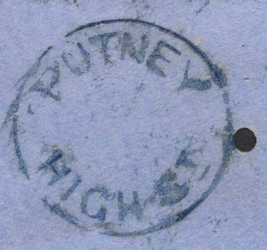 135262 1858 MAIL USED IN LONDON WITH 'PUTNEY/HIGH-ST' UDC IN BLUE.