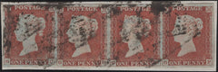 135282 1844 1D PL.45 (SG8) HORIZONTAL STRIP OF FOUR LETTERED GC GD GE GF.