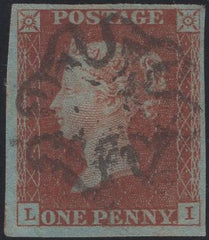 135291 1841 1D RED PLATE ELEVEN (SG7)(LI).