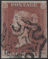 135324 1841 1D RED PLATE ELEVEN (SG7)(AD).