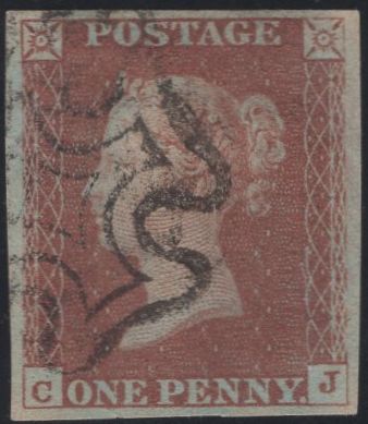 135330 1841 1D RED  PLATE ELEVEN (SG7)(CJ).