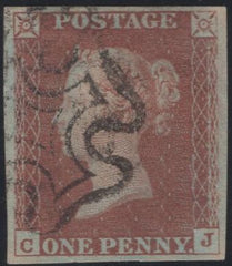 135330 1841 1D RED  PLATE ELEVEN (SG7)(CJ).