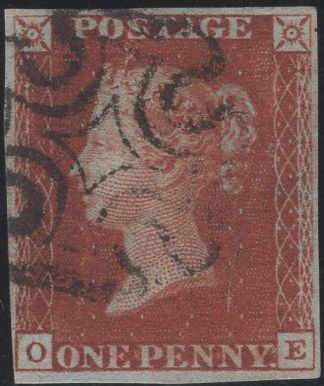 135334 1841 1D RED  PLATE ELEVEN (SG7)(OE).