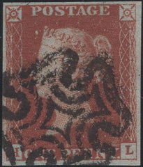 135344 1841 1D RED  PLATE ELEVEN (SG7)(HL).