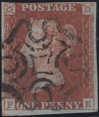 135355 1841 1D RED PLATE TEN (SG7)(FE).