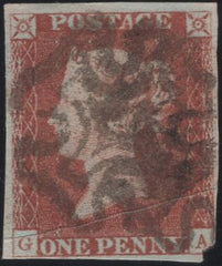 135359 1841 1D RED PLATE 1B (SG7)(GA RE-ENTRY SPEC AS7b).