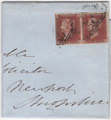 135373 1853 PIECE WITH PAIR 1D PL.157 (SG8)(NF NG).