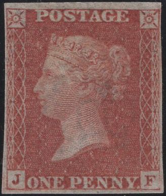 135377 1855 DIE 2 1D PLATE 17 IMPERFORATE IMPRIMATUR LETTERED JF.