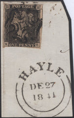 135379 1840 1D GREY-BLACK PL.5 (SG3)(KH) ON DATED PIECE.