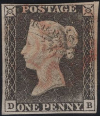 135380 1840-41 MATCHED TRIO 1D BLACKS PL.1A (SG3), PL.1B (SG2) AND PENNY RED PL.1B (SG7) LETTERED DB.