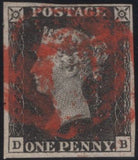 135380 1840-41 MATCHED TRIO 1D BLACKS PL.1A (SG3), PL.1B (SG2) AND PENNY RED PL.1B (SG7) LETTERED DB.