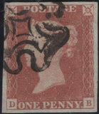 135380 1840-41 MATCHED TRIO 1D BLACKS PL.1A (SG3), PL.1B (SG2) AND PENNY RED PL.1B (SG7) LETTERED DB.