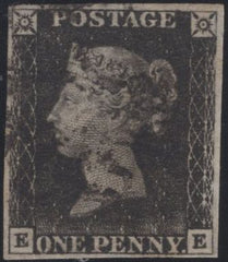 135389 1840 1D GREY-BLACK PL.6 (SG3)(EE) ON THIN PAPER.