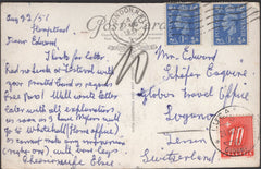 135398 1951 UNDERPAID MAIL LONDON TO LUGANO WITH SWISS POSTAGE DUE.