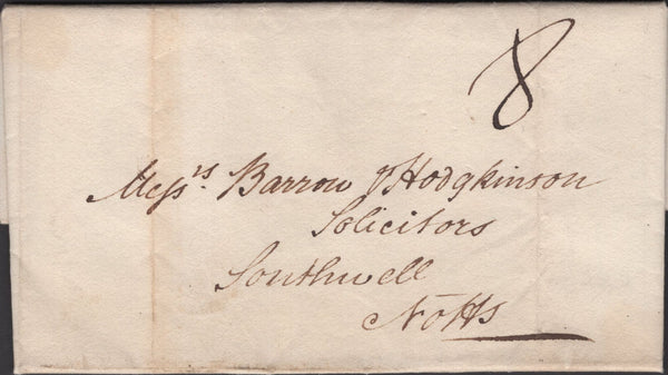 135406 1825 MAIL UPPINGHAM, RUTLAND TO SOUTHWELL, NOTTS WITH 'UPPINGHAM/90' CIRCULAR MILEAGE MARK (RU32).