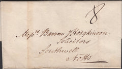 135406 1825 MAIL UPPINGHAM, RUTLAND TO SOUTHWELL, NOTTS WITH 'UPPINGHAM/90' CIRCULAR MILEAGE MARK (RU32).