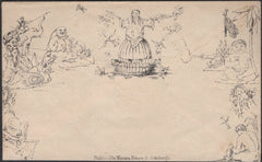 135457 1840 MENZIES ORIGINAL CARICATURE WITH BRITANNIA REPLACED BY WASHERWOMAN.