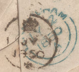 135476 1850 MAIL LONDON TO BIRMINGHAM WITH 1D PL.96 (SG8) AND CIRCULAR 'E/NR' GRAND NORTHERN RAILWAY HAND STAMP.