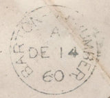 135486 1860 MAIL BARTON ON HUMBER, LINCS TO LONDON WITH SG40 CANCELLED VERY SCARCE '51' NUMERAL OF BARTON ON HUMBER.