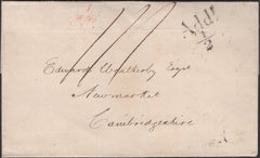 135488 1833 MAIL GLASGOW TO NEWMARKET WITH 'Addl/½' HAND STAMP AND 'EXCHANGE' STRAIGHT LINE RECEIVERS HAND STAMP.