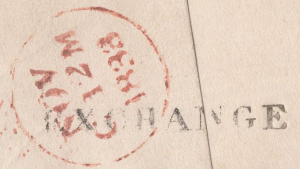 135488 1833 MAIL GLASGOW TO NEWMARKET WITH 'Addl/½' HAND STAMP AND 'EXCHANGE' STRAIGHT LINE RECEIVERS HAND STAMP.