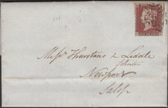 135512 1844 ENTIRE LONDON TO NEWPORT, SALOP WITH 1D PL.37 (SG8) CANCELLED LONDON No.9 IN MALTESE CROSS.