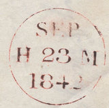 135515 1842 LETTER USED IN EDINBURGH WITH 1D PL.21 (SG8)(IC DOUBLE 'C' SPEC BS10ba).