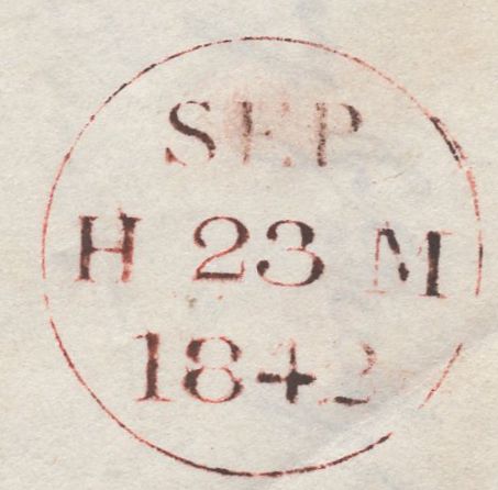 135515 1842 LETTER USED IN EDINBURGH WITH 1D PL.21 (SG8)(IC DOUBLE 'C' SPEC BS10ba).