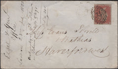 135517 1853 MAIL LONDON TO HAVERFORDWEST WITH 1D PL.163 (SG8)(OD).