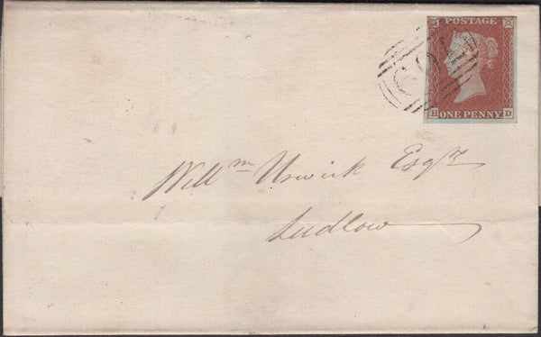 135518 1846 MAIL CHURCH STRETTON, SALOP TO LUDLOW WITH 1D PL.61 (SG8)(HD).